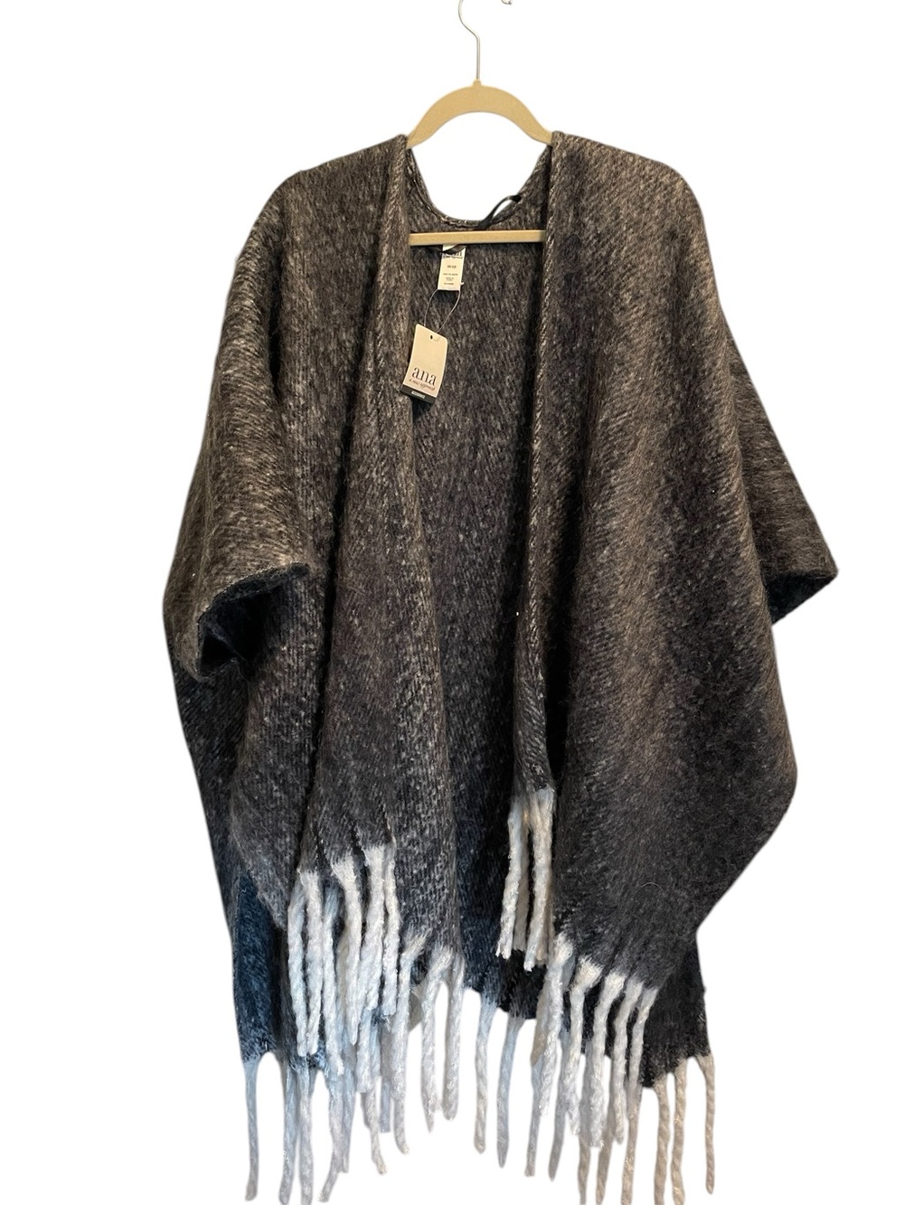A.n.a NEW open front fringe one size poncho